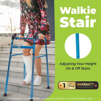 Rehamo Folding Walkie Stair for Stairs with Lightweight Aluminium Walker