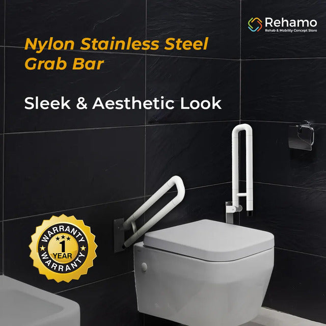 Rehamo Flip Up Nylon Stainless Steel Grab Bar