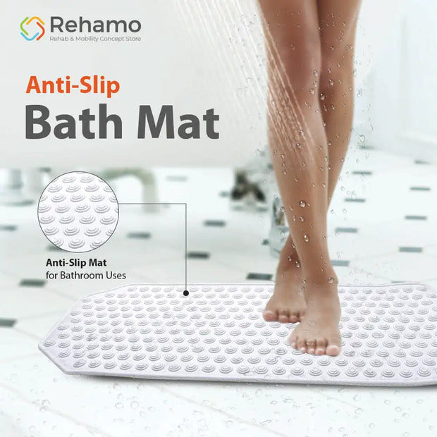 Rehamo Transparent Clear Non-Slip Bath Mat with Suction Cups