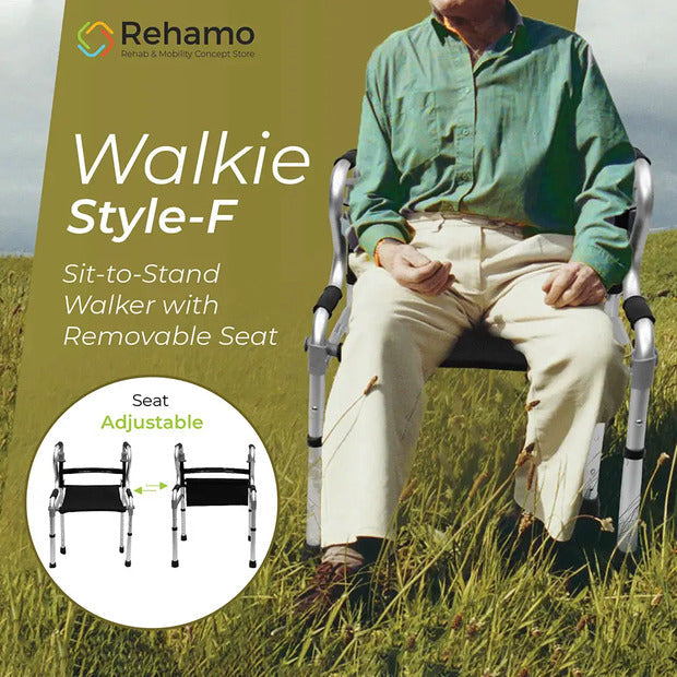 Rehamo Walkie Style F Lightweight Compact Folding Height Adjustable Walker