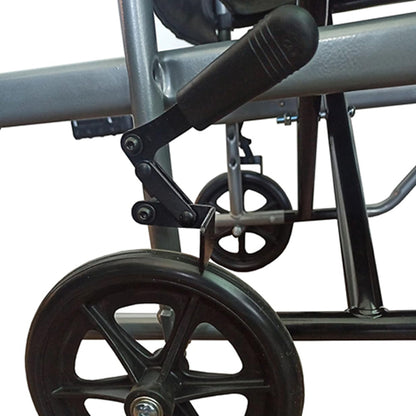 A patient lift wheelchair designed to assist in transferring individuals with mobility challenges. The wheelchair features a sturdy frame with a lift mechanism to gently raise and lower the user. It includes padded seating for comfort, large, smooth-rolling wheels for easy maneuverability, and safety straps for secure support during transfers.