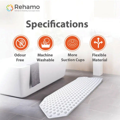 Rehamo Transparent Clear Non-Slip Bath Mat with Suction Cups