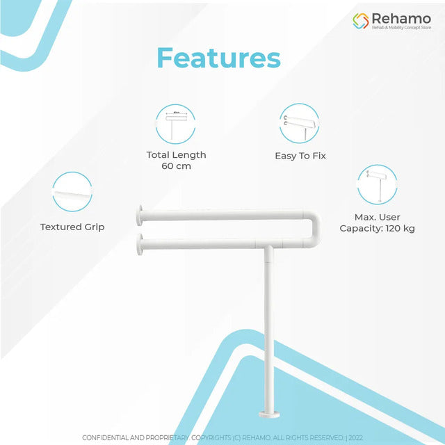 Rehamo Grabsy Nylon & Stainless Steel Material Wall-Mounted Rust-Resistance Standing Grab Bar with Leg Support