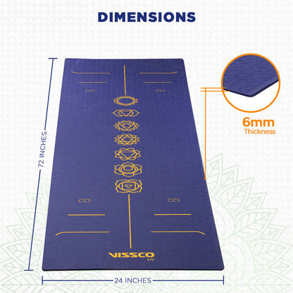 Vissco 6024 Blue Seven Chakras Alignment Yoga Mat 72″ x 24″