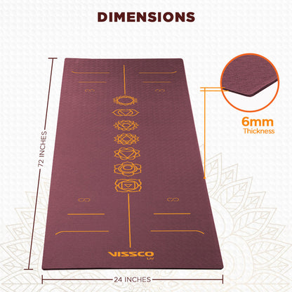 Vissco 6024 Wine Seven Chakras Alignment Yoga Mat 72″ x 24″