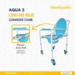 Karma Auqa 5 Steel Foldable Injection Moulded With Wheel Commode Chair