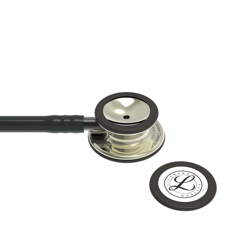 3M™ Littmann® Classic III™ Stethoscope, 5861, Champagne-Finish Chestpiece, Black Tube, Smoke Stem, 27 in, 3 Each/Case