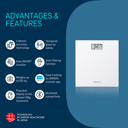 Omron HN-300T2-AP Bluetooth Digital Weighing Scale with Smart Weight Tracking