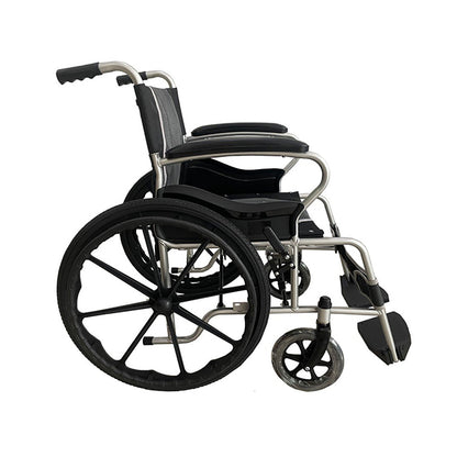 Karma Ryder 2 MS Manual Wheelchair featuring a lightweight, durable frame, comfortable seating, and adjustable footrests for enhanced mobility and support.