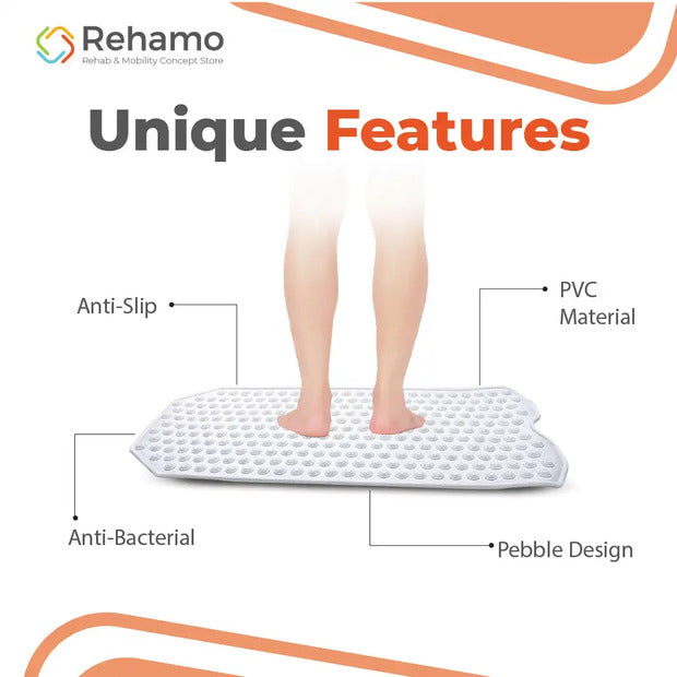 Rehamo Transparent Clear Non-Slip Bath Mat with Suction Cups