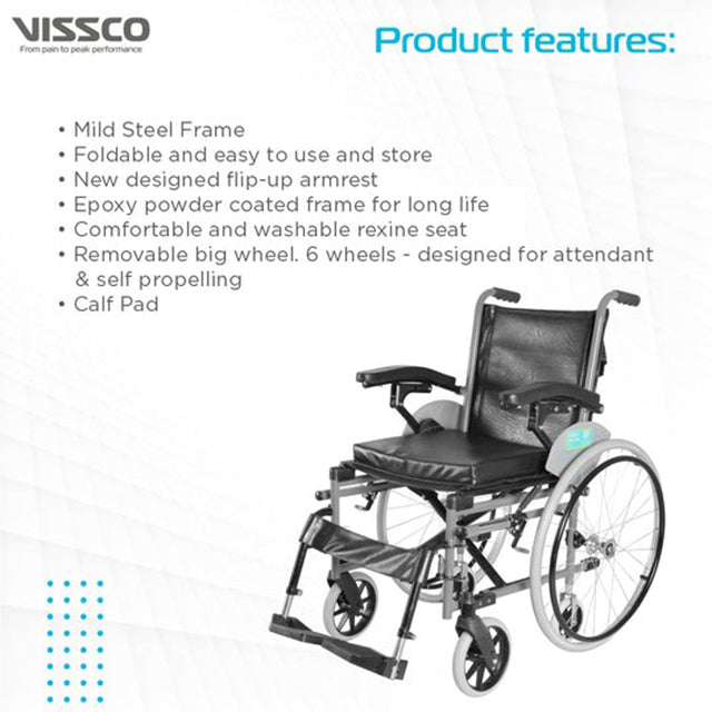 Vissco 2938 Removable Big Spoke Wheels Wheelchair On Rent