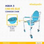 Karma Auqa 5 Steel Foldable Injection Moulded With Wheel Commode Chair