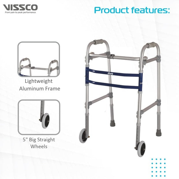 Vissco 2946 Dura Max Aluminium Walker With Straight Big Wheel