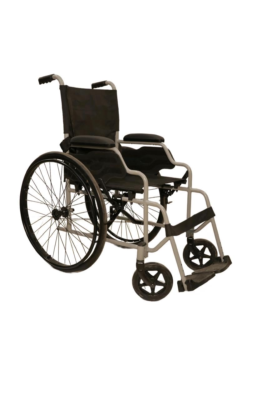 Forza Freedom Panther Self Propelled/Attendant Driven Economy Wheelchair | Mild Steel | Lightweight Foldable Design | 8” PU Castor & 24” Rear Wheel | Weight Capacity 100 kg