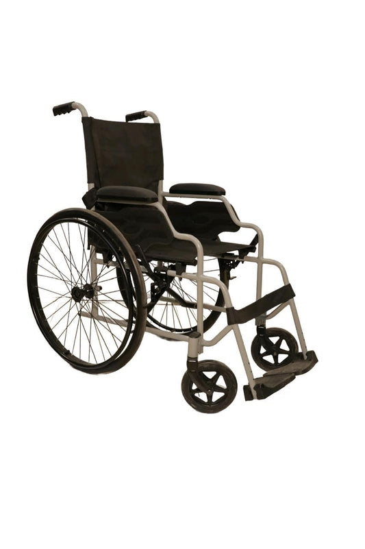Forza Freedom Panther Self Propelled/Attendant Driven Economy Wheelchair | Mild Steel | Lightweight Foldable Design | 8” PU Castor & 24” Rear Wheel | Weight Capacity 100 kg