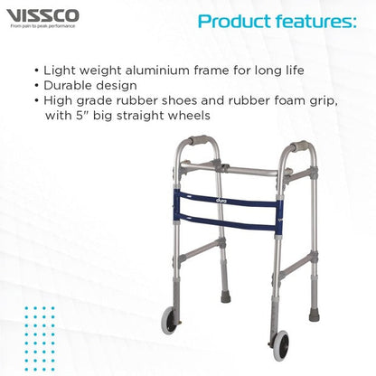 Vissco 2946 Dura Max Aluminium Walker With Straight Big Wheel