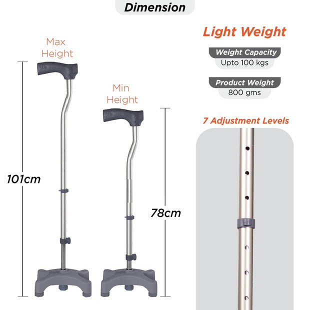 Vissco 0909 Avanti L Shape Quadripod Stick