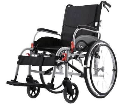 Karma Agile F24 Premium Aluminium Wheelchair | Attendant-Propelled, Foldable & Lightweight | Flip-Up Armrests | Detachable Footrests & Rear Wheels | Dual Brakes | Ideal for Seniors & Specially Abled | 125 Kg weight Capacity