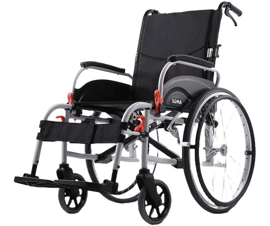 Karma Agile F24 Premium Aluminium Wheelchair | Attendant-Propelled, Foldable & Lightweight | Flip-Up Armrests | Detachable Footrests & Rear Wheels | Dual Brakes | Ideal for Seniors & Specially Abled | 125 Kg weight Capacity