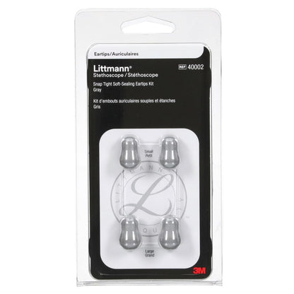 3M™ Littmann® Stethoscope Spare Parts Kit, 40002 Snap Tight Soft-Sealing Eartips, Grey, Large and Small