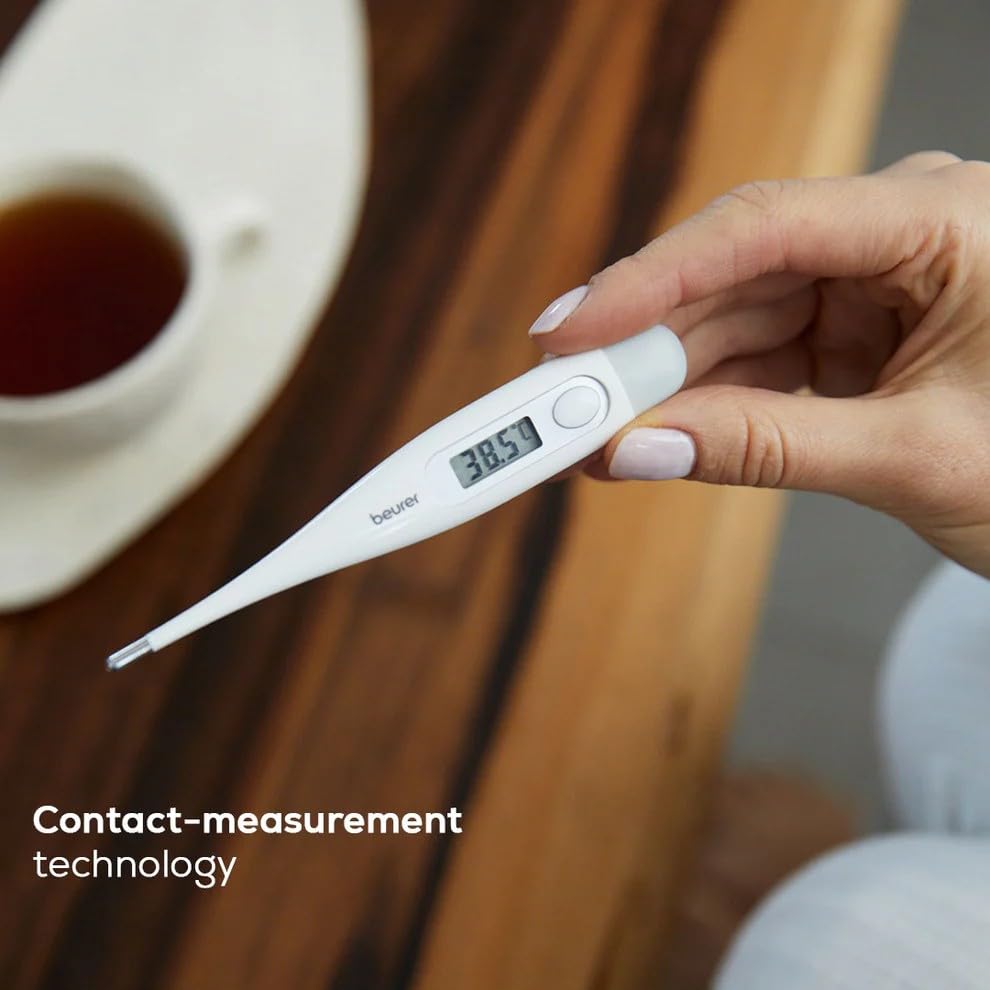 Beurer FT-09 Digital Thermometer for Fever | Oral Thermometer with High Accuracy, Resistance & LCD Display | White