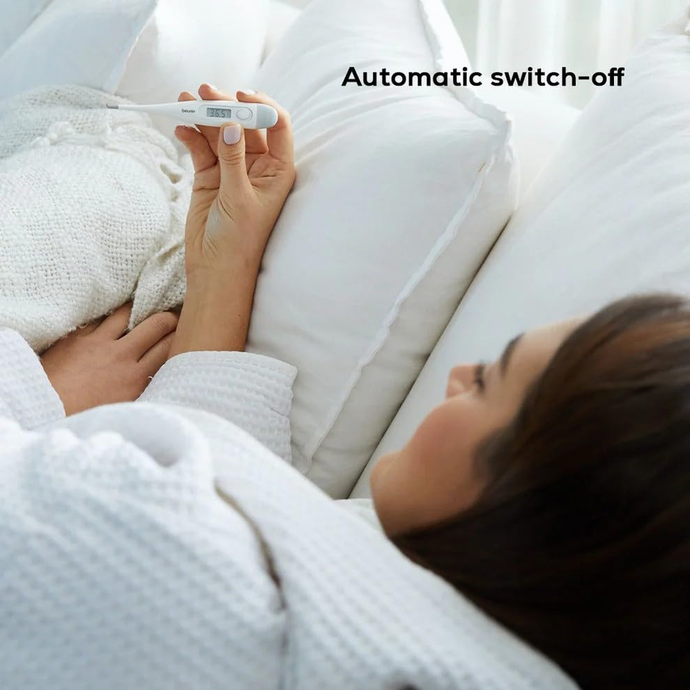 Beurer FT-09 Digital Thermometer for Fever | Oral Thermometer with High Accuracy, Resistance & LCD Display | White