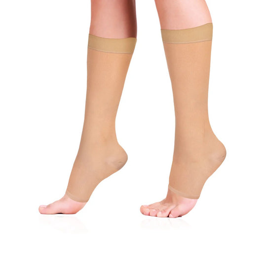 Vissco 5701 Medical Compression Stocking - Class 2 Knee Length | Mild Support | Improves Blood Circulation | Swollen | Tired | Aching Legs (Beige)