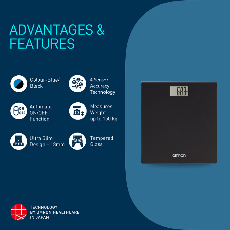 Omron HN-289-EBK Digital Weighing Scale with High Precision Sensor Technology