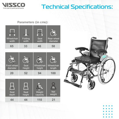 Vissco 2938 Removable Big Spoke Wheels Wheelchair On Rent