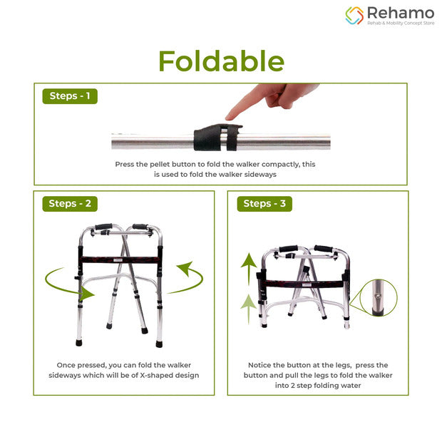 Rehamo Premium Walkie Compact 2 Way Fold Walker