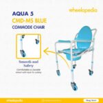 Karma Auqa 5 Steel Foldable Injection Moulded With Wheel Commode Chair