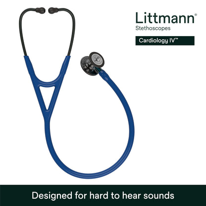 3M™ Littmann® Cardiology IV™ Stethoscope, 6202, High Polish Smoke-Finish Chestpiece, Navy Tube, Blue Stem, 3 Each/Case