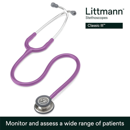 3M™ Littmann® Classic III™ Stethoscope, 5832, Standard-Finish Chestpiece, Lavender Tube, 27 in, 3 Each/Case
