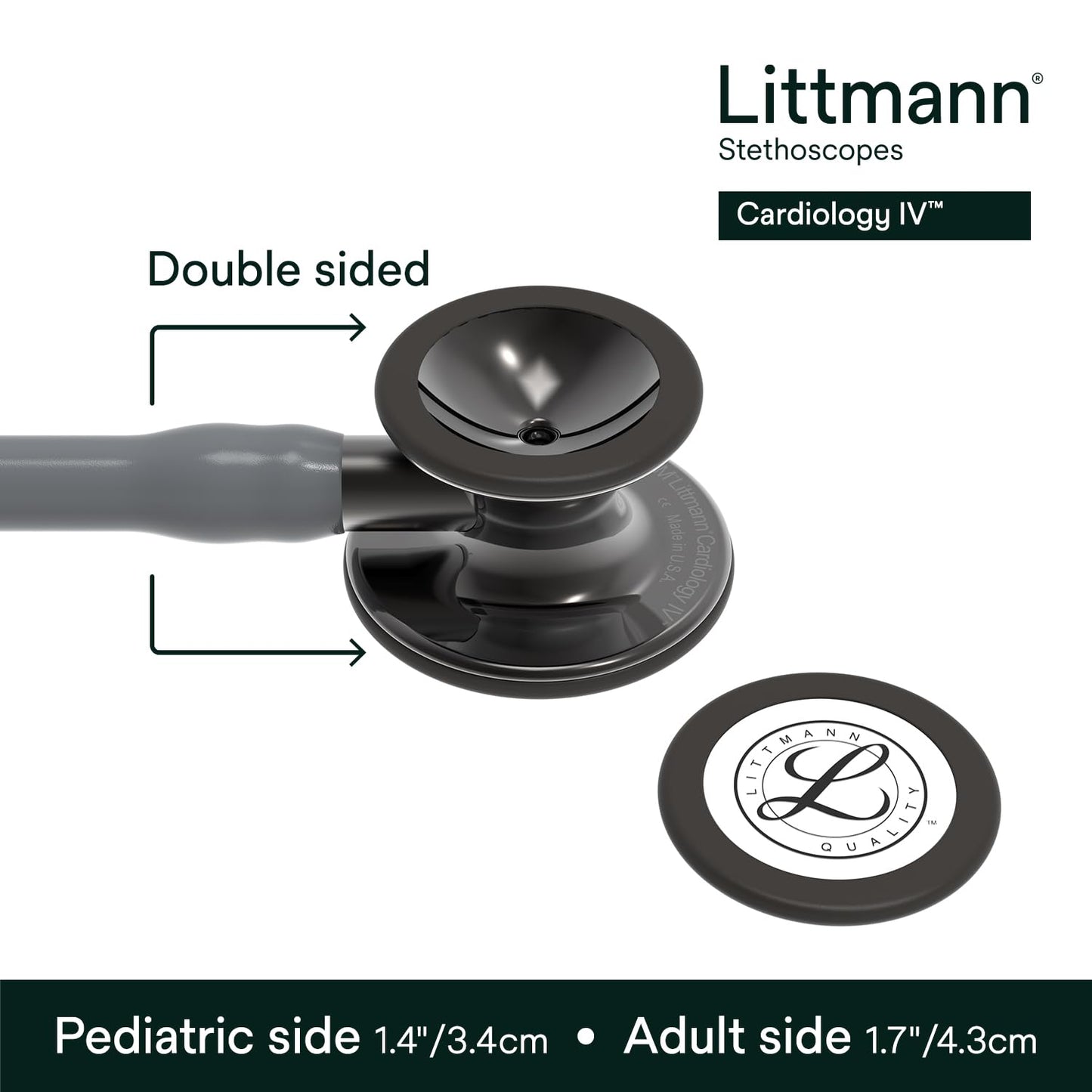 3M™ Littmann® Cardiology IV™ Stethoscope, High Polish Smoke Chestpiece, Gray Tube, Smoke Stem and Headset, 6238