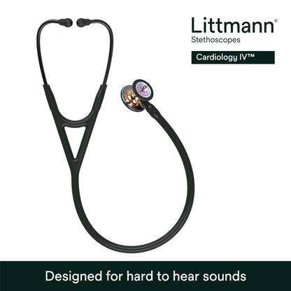 3M™ Littmann® Cardiology IV™ Stethoscope, High Polish Rainbow Chestpiece, Black Tube, Smoke Stem and Headset, 6240