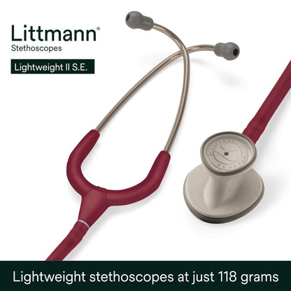 3M™ Littmann® Lightweight II S.E. Stethoscopes, 2451, Standard-Finish Chestpiece, Burgundy Tube, 28 in, 3 Each/Case