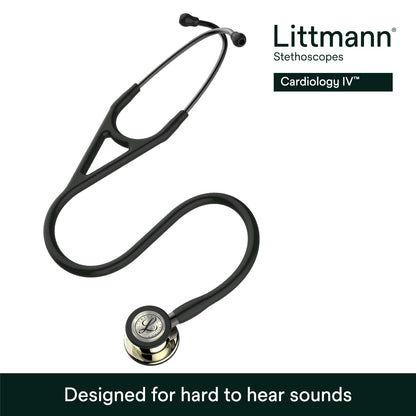 3M™ Littmann® Cardiology IV™ Stethoscope, 6179, Champagne-Finish Chestpiece, Black Tube, Smoke Stem, 27 in, 3 Each/Case