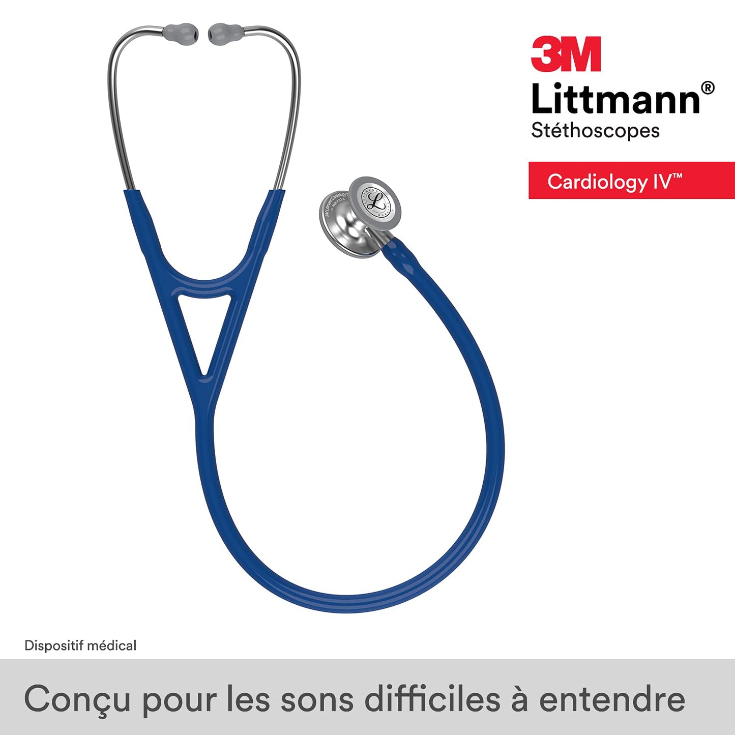 3M™ Littmann® Cardiology IV™ Stethoscope, 6154, Standard-Finish Chestpiece, Navy Blue Tube, Stainless Stem, 3 Each/Case