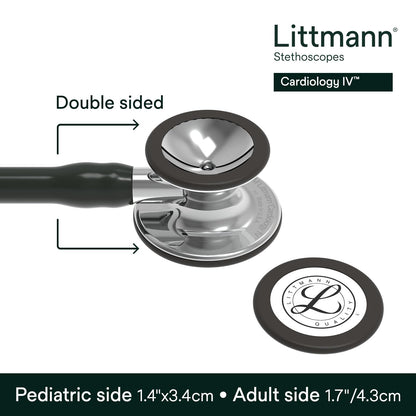 3M™ Littmann® Cardiology IV™ Stethoscope, 6177, Mirror-Finish Chestpiece and Stem, Black Tube, 27 inch, 3 Each/Case