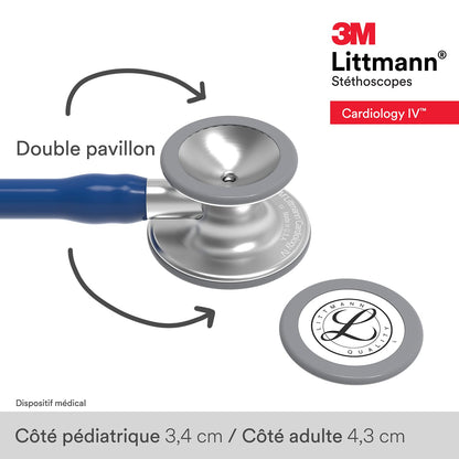 3M™ Littmann® Cardiology IV™ Stethoscope, 6154, Standard-Finish Chestpiece, Navy Blue Tube, Stainless Stem, 3 Each/Case