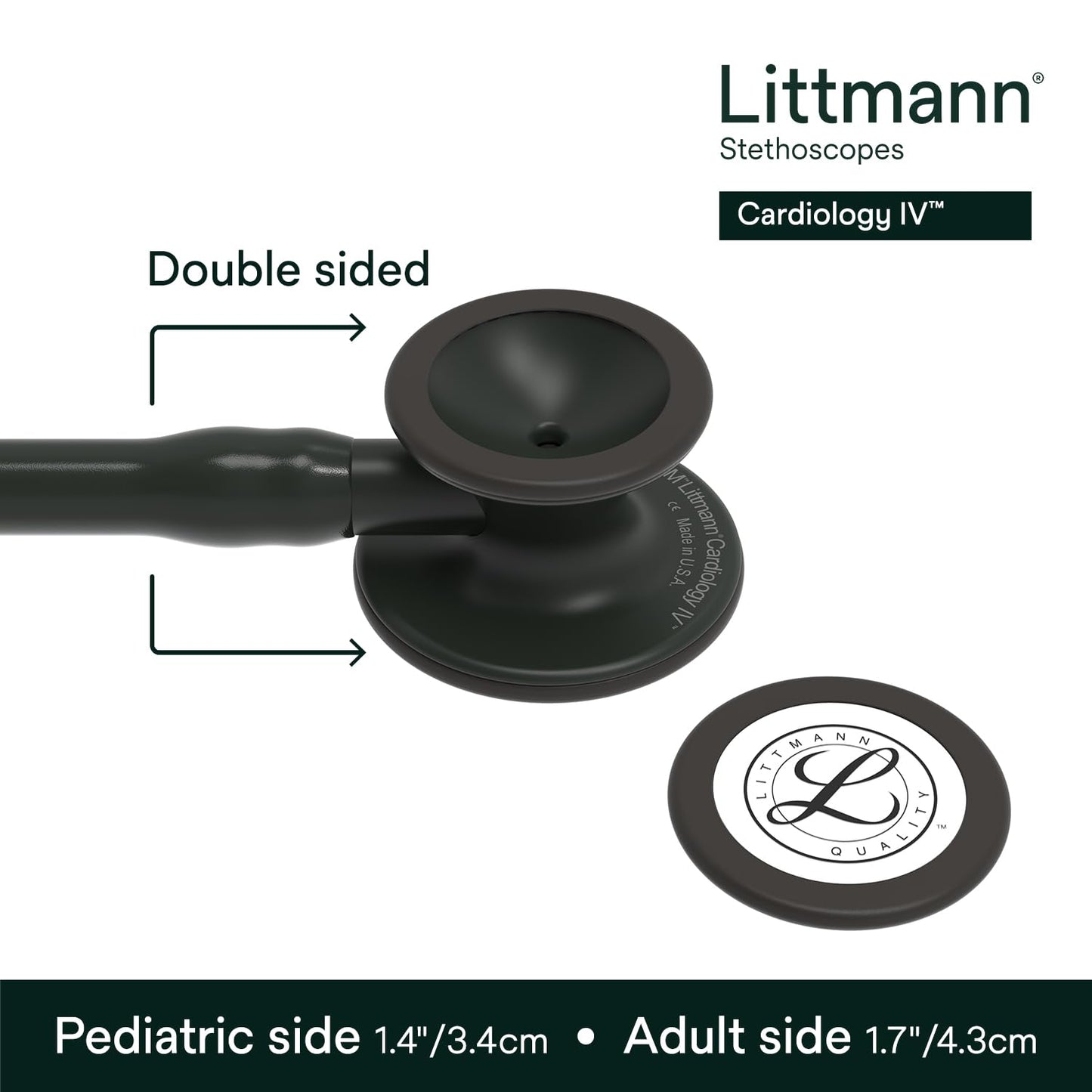 3M™ Littmann® Cardiology IV™ Stethoscope, 6163, Black-Finish Chestpiece, Black Tube, Black Stem, 27 in, 3 Each/Case