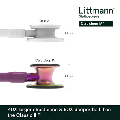 3M™ Littmann® Cardiology IV™ Stethoscope, 6205, Rainbow-Finish Chestpiece, Plum Tube, Violet Stem, 27 in, 3 Each/Case