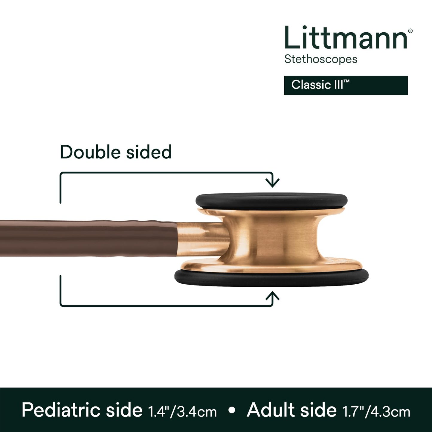 3M™ Littmann® Classic III™ Monitoring Stethoscope, 5809, Copper-Finish Chestpiece, Chocolate Tube, 27 in, 3 Each/Case