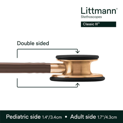 3M™ Littmann® Classic III™ Monitoring Stethoscope, 5809, Copper-Finish Chestpiece, Chocolate Tube, 27 in, 3 Each/Case