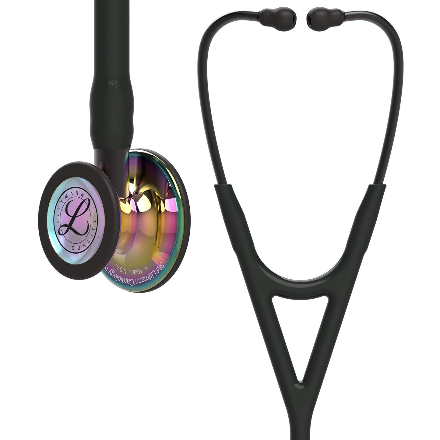 3M™ Littmann® Cardiology IV™ Stethoscope, High Polish Rainbow Chestpiece, Black Tube, Smoke Stem and Headset, 6240