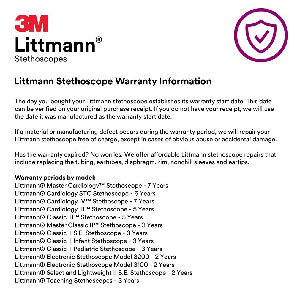 3M™ Littmann® Classic III™ Stethoscope, 5832, Standard-Finish Chestpiece, Lavender Tube, 27 in, 3 Each/Case