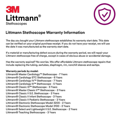 3M™ Littmann® Classic III™ Stethoscope, 5832, Standard-Finish Chestpiece, Lavender Tube, 27 in, 3 Each/Case