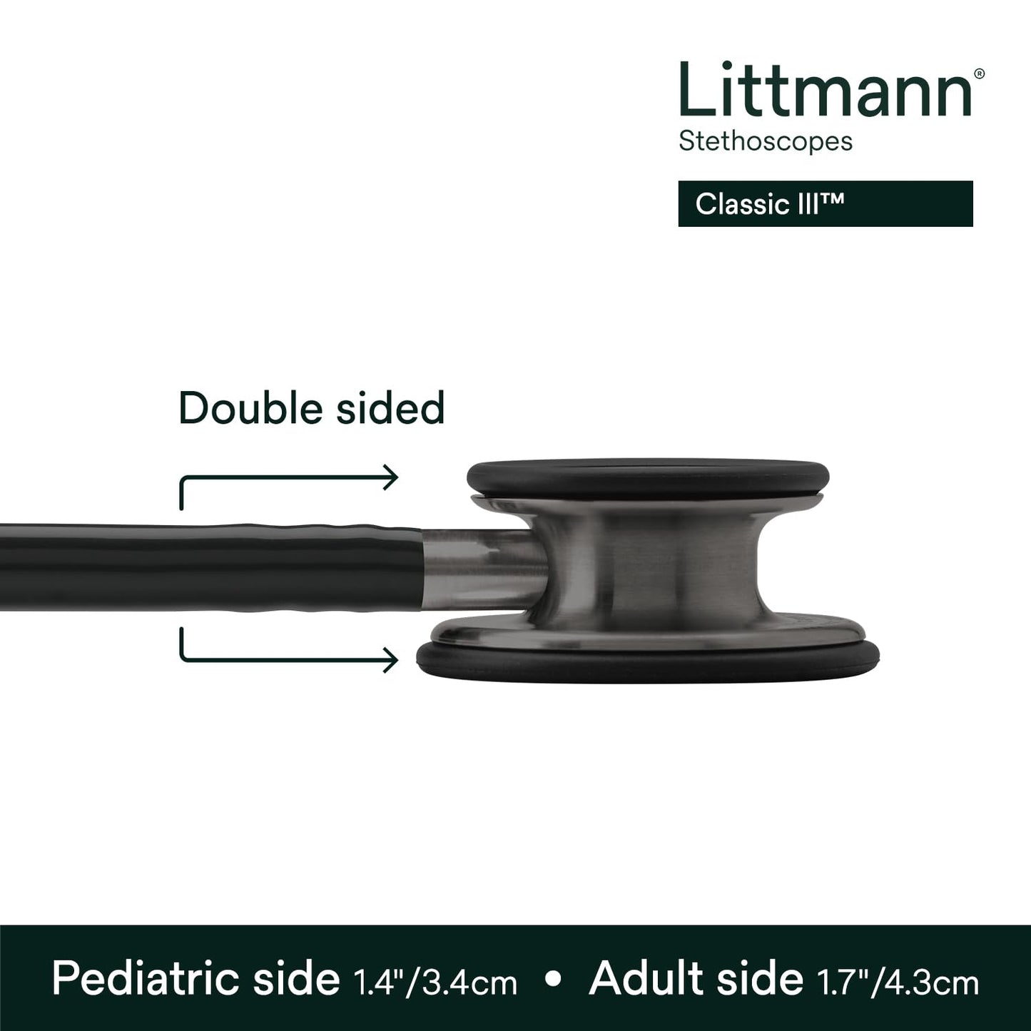 3M™ Littmann® Classic III™ Stethoscope, 5811, Smoke-Finish Chestpiece, Black Tube, 27 in, 3 Each/Case