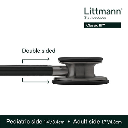 3M™ Littmann® Classic III™ Stethoscope, 5811, Smoke-Finish Chestpiece, Black Tube, 27 in, 3 Each/Case