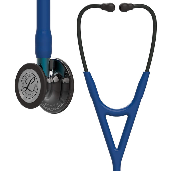 3M™ Littmann® Cardiology IV™ Stethoscope, 6202, High Polish Smoke-Finish Chestpiece, Navy Tube, Blue Stem, 3 Each/Case